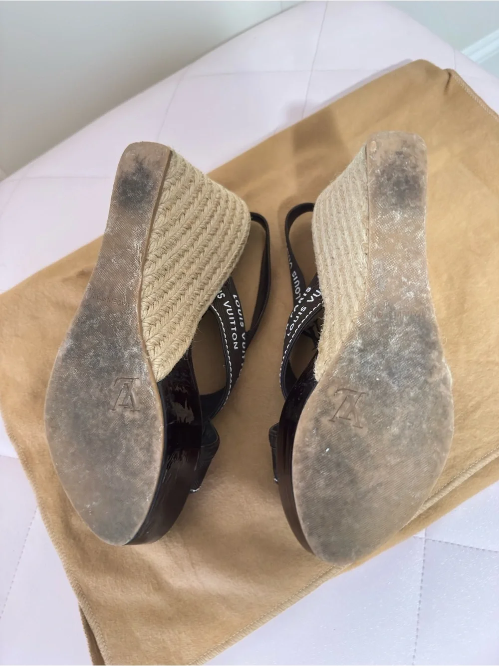 Louis Vuitton Brown Logo Crisscross Slingback Sandals